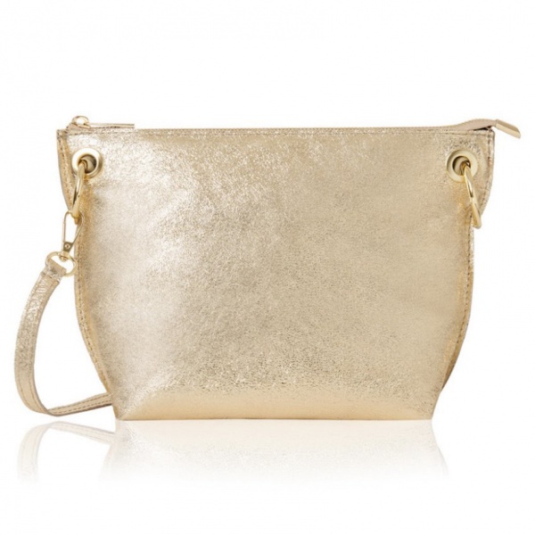 Leather Crossbody Bag - Gold